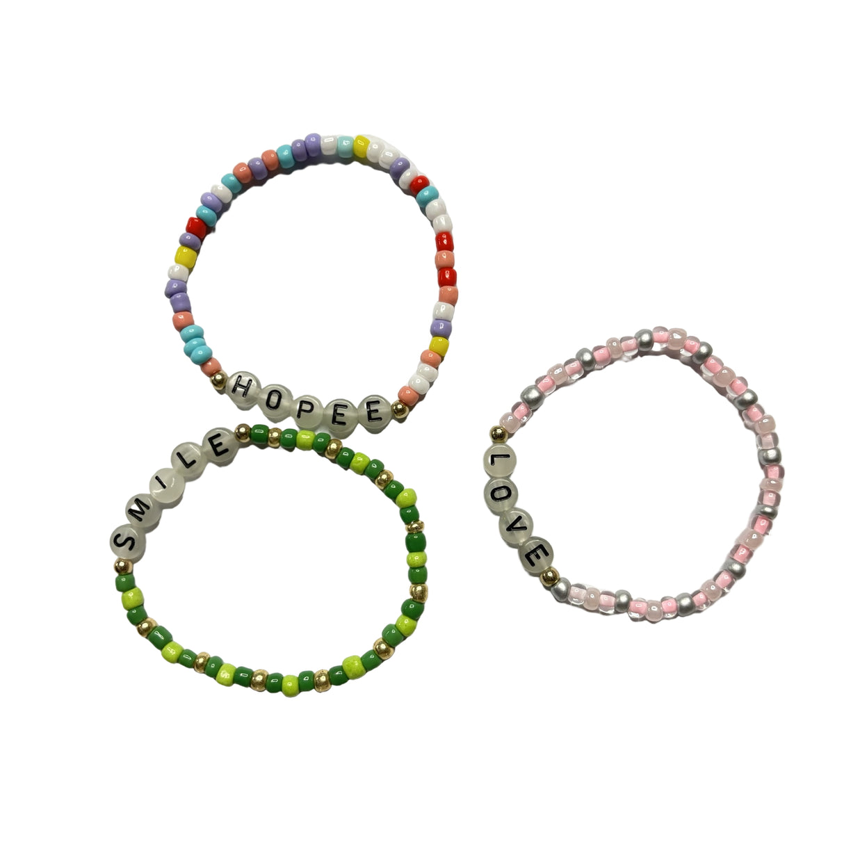 Bracelet de perles alphabet phosphorescent 