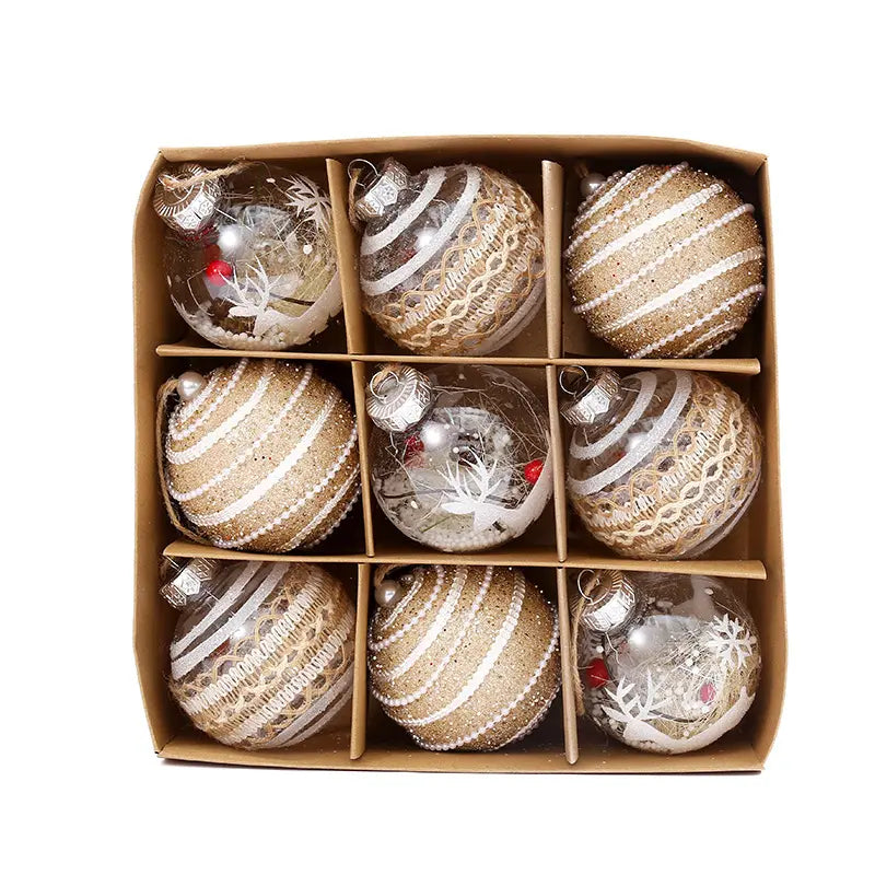 Boules de Noël à suspendre de 8 cm, lot de 9 pièces - Par bateau 