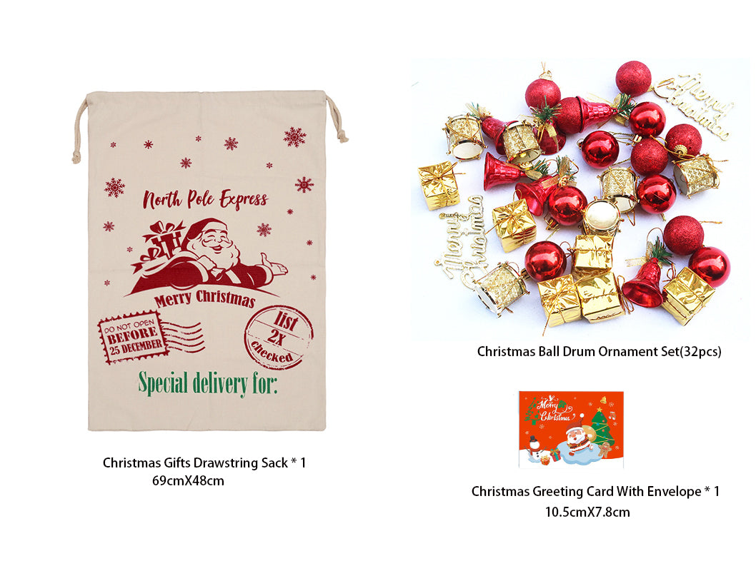 Coffret cadeau de décorations de Noël en forme de tambour 