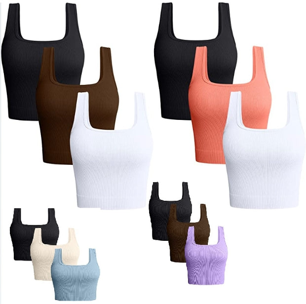 Débardeur côtelé sans coutures pour femme 