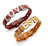 Bracelet lettre en cuir 