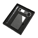 Ensemble porte-clés, étui pour cartes de visite et stylo 