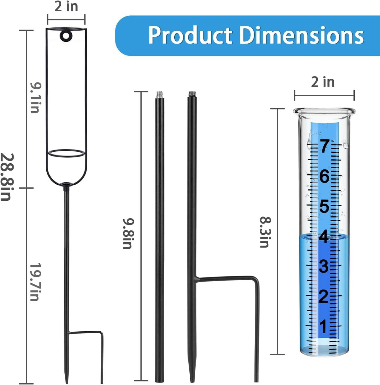 7" Freeze - proof Glass Rain Gauge - Yorkn Inc✅