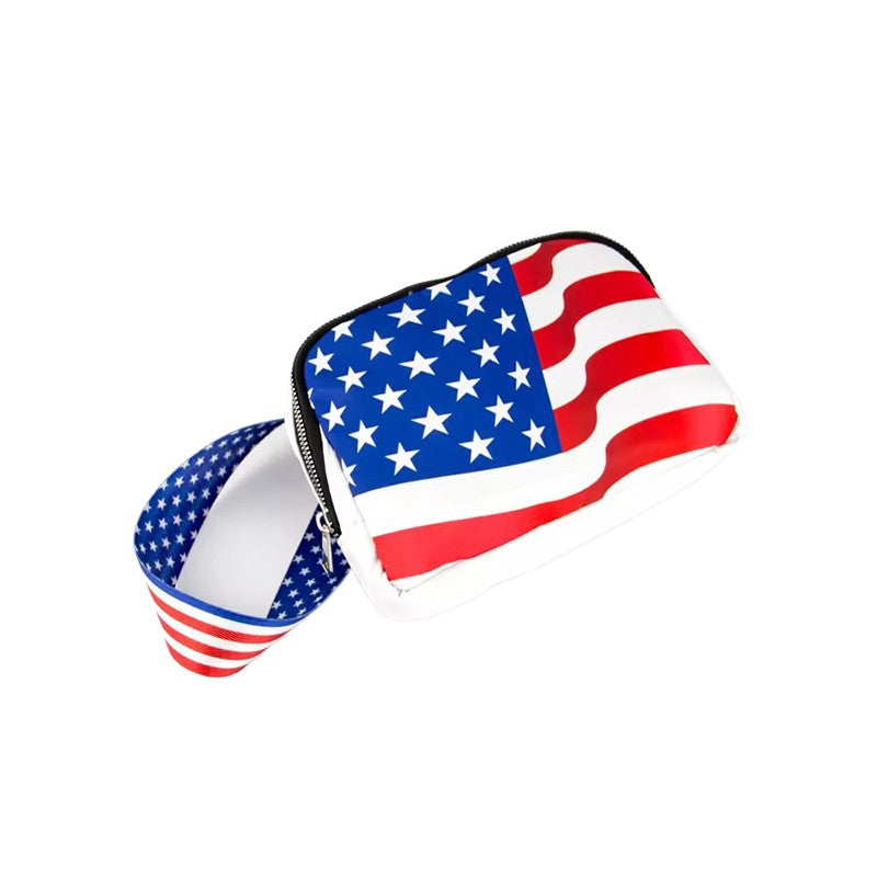 Ceinture zippée à bandoulière drapeau américain 