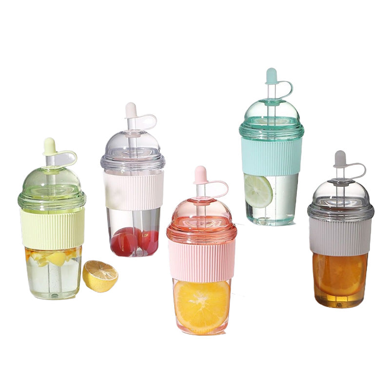 Gobelet à eau portable avec paille pour l'extérieur, 520 ml 