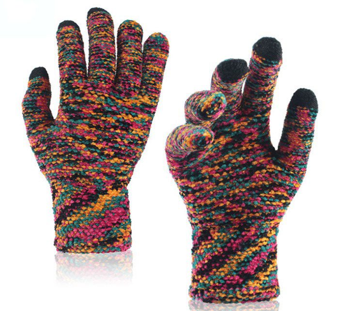 Adult Camo Acrylic Knitted Gloves - mixed Color - Yorkn Inc✅