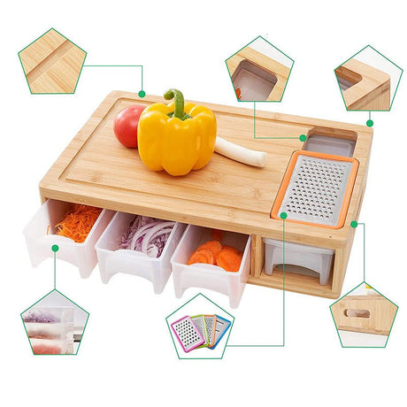 Bamboo Cutting Board With Containers - By Boat - Yorkn Inc✅