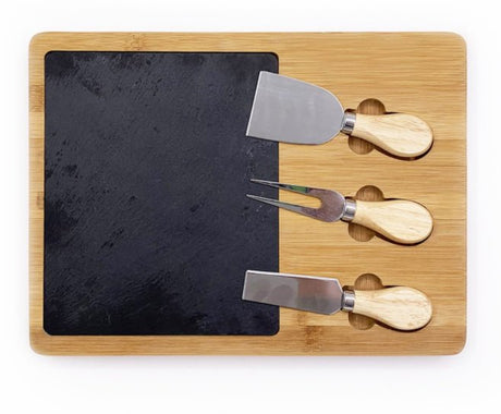Bamboo/slate Cheese Board And Tool Set - Yorkn Inc✅