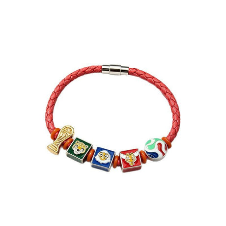 Braided Leather Beaded Charm Bracelet - Yorkn Inc✅