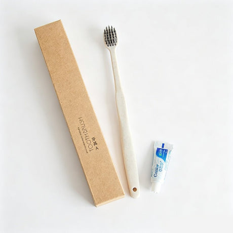 Disposable Wheat Straw Toothbrush & Mini Toothpaste Set - Yorkn Inc✅