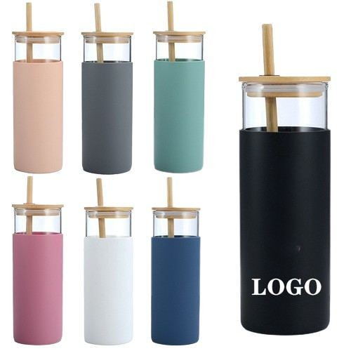 Glass Tumbler With Wooden Lid And Straw - Yorkn Inc✅