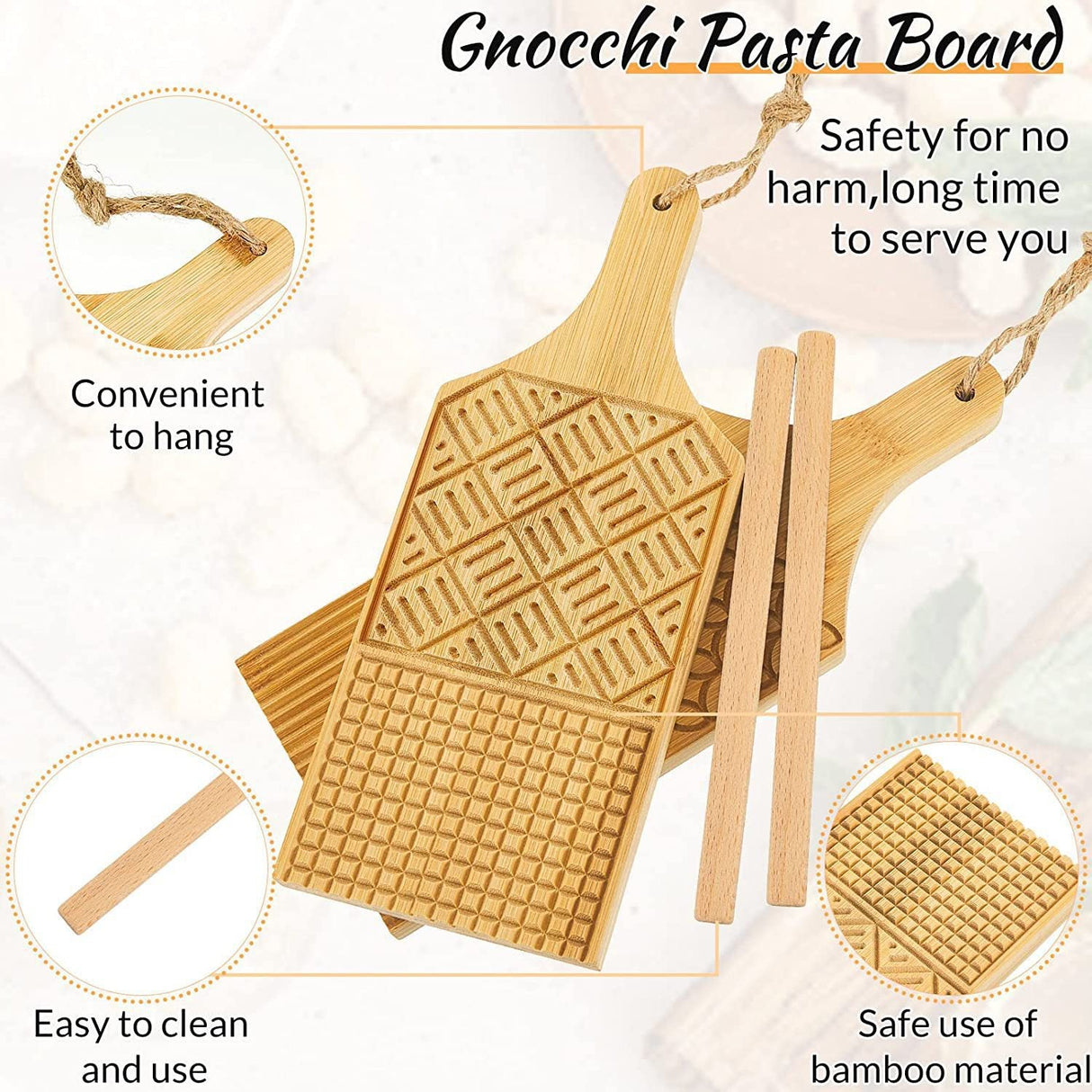 Gnocchi Pasta Board Wood - Yorkn Inc✅