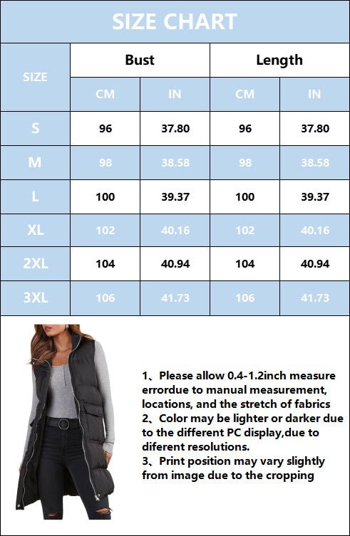 Long Puffer Vest Sleeveless - Yorkn Inc✅