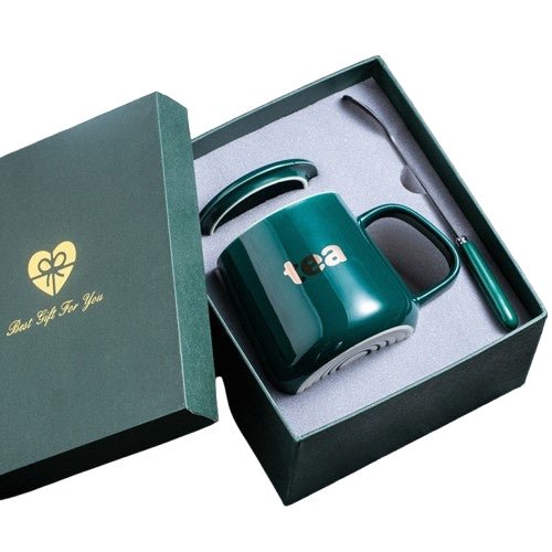 Mug With Lid Spoon Gift Box Set - Yorkn Inc✅