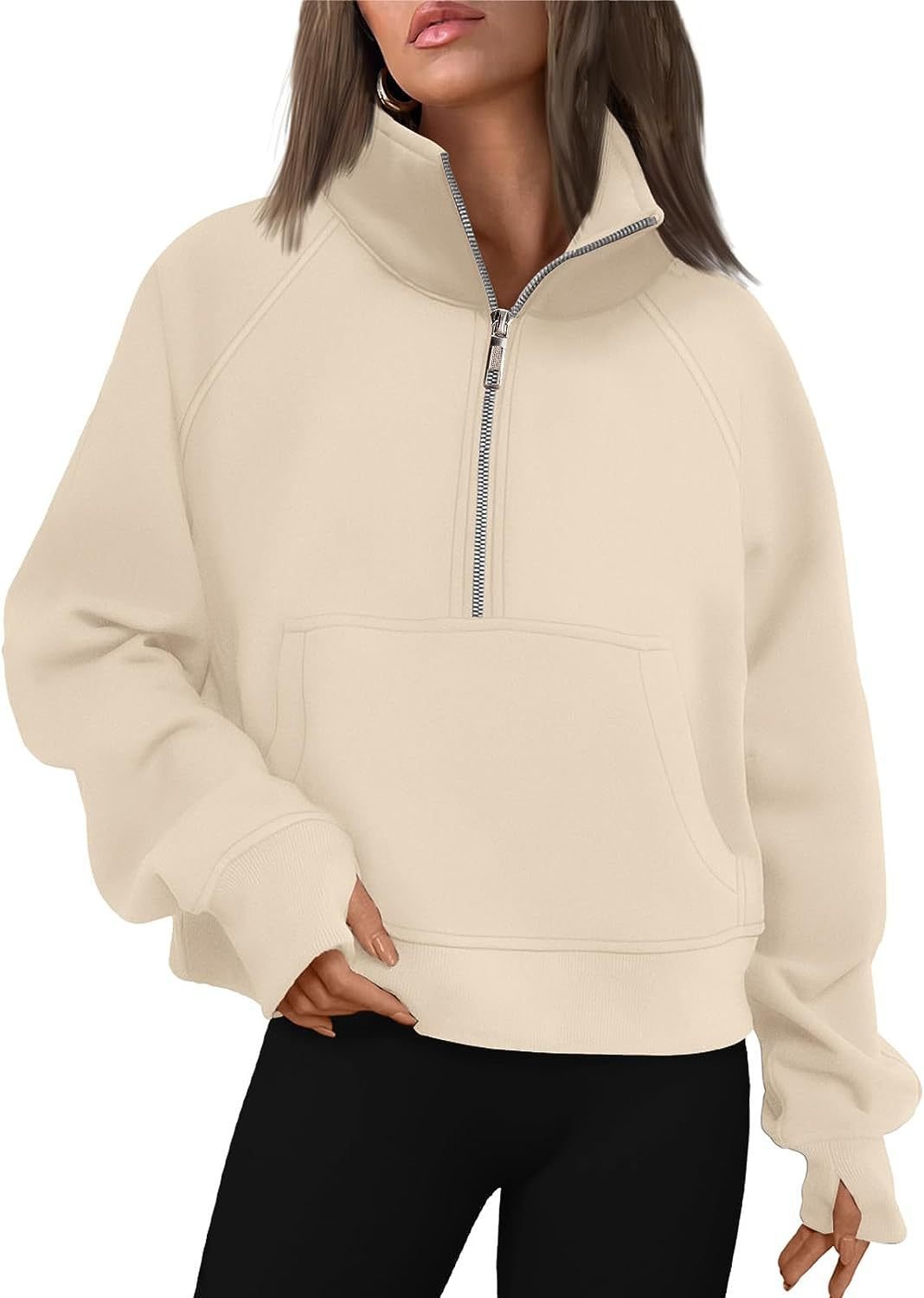 Oversized Halfzip Cropped Hoodie - Yorkn Inc✅