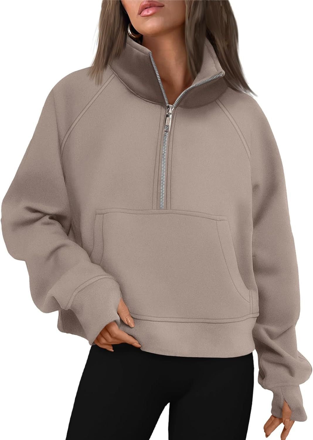 Oversized Halfzip Cropped Hoodie - Yorkn Inc✅
