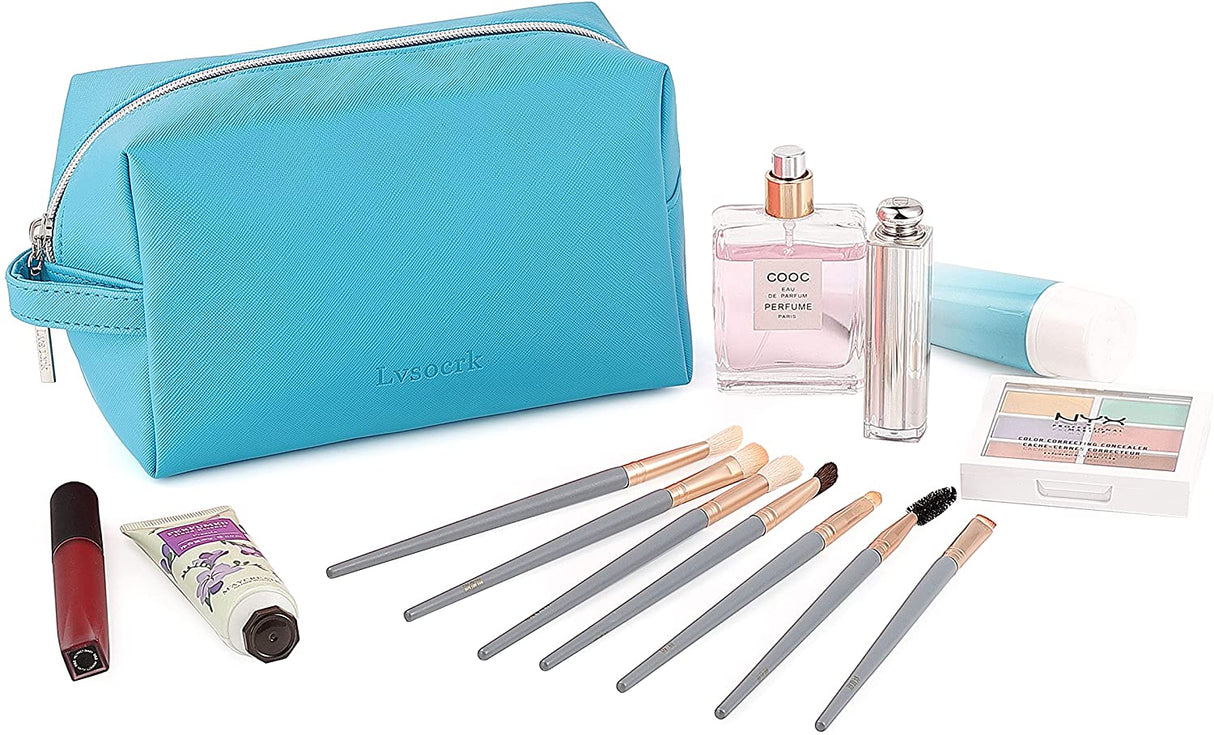 Pu Leather Makeup Bag With Handle - Yorkn Inc✅