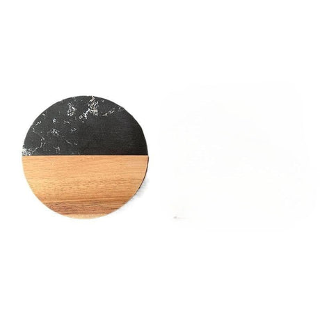 Round Marble Splicing Acacia Wood Coaster - Yorkn Inc✅