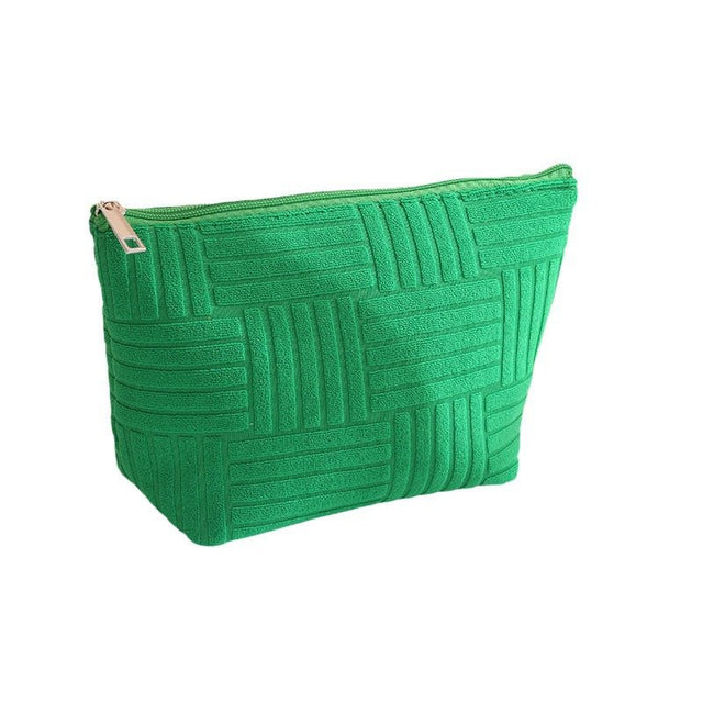 Textured Terry Cloth Zipper Cosmetic Pouch - Yorkn Inc✅
