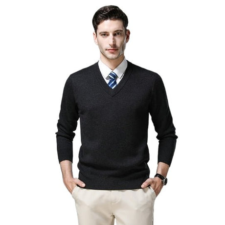 V - neck Solid Color Sweater - Yorkn Inc✅