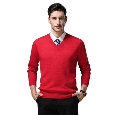 V - neck Solid Color Sweater - Yorkn Inc✅