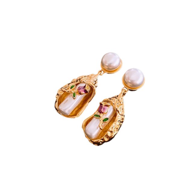 Vintage Pearl Earrings With Pull Out Box - Yorkn Inc✅