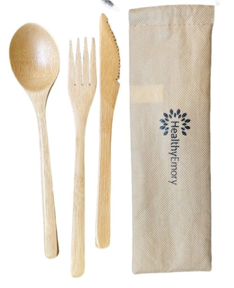 Wooden Tableware Set With Non Woven Bag - Yorkn Inc✅