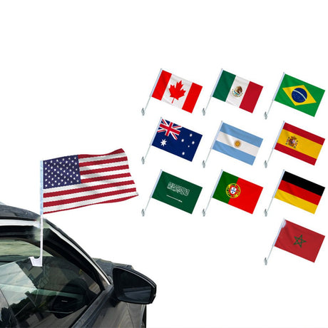 World Cup Polyester Car Flag With Pole - Yorkn Inc✅